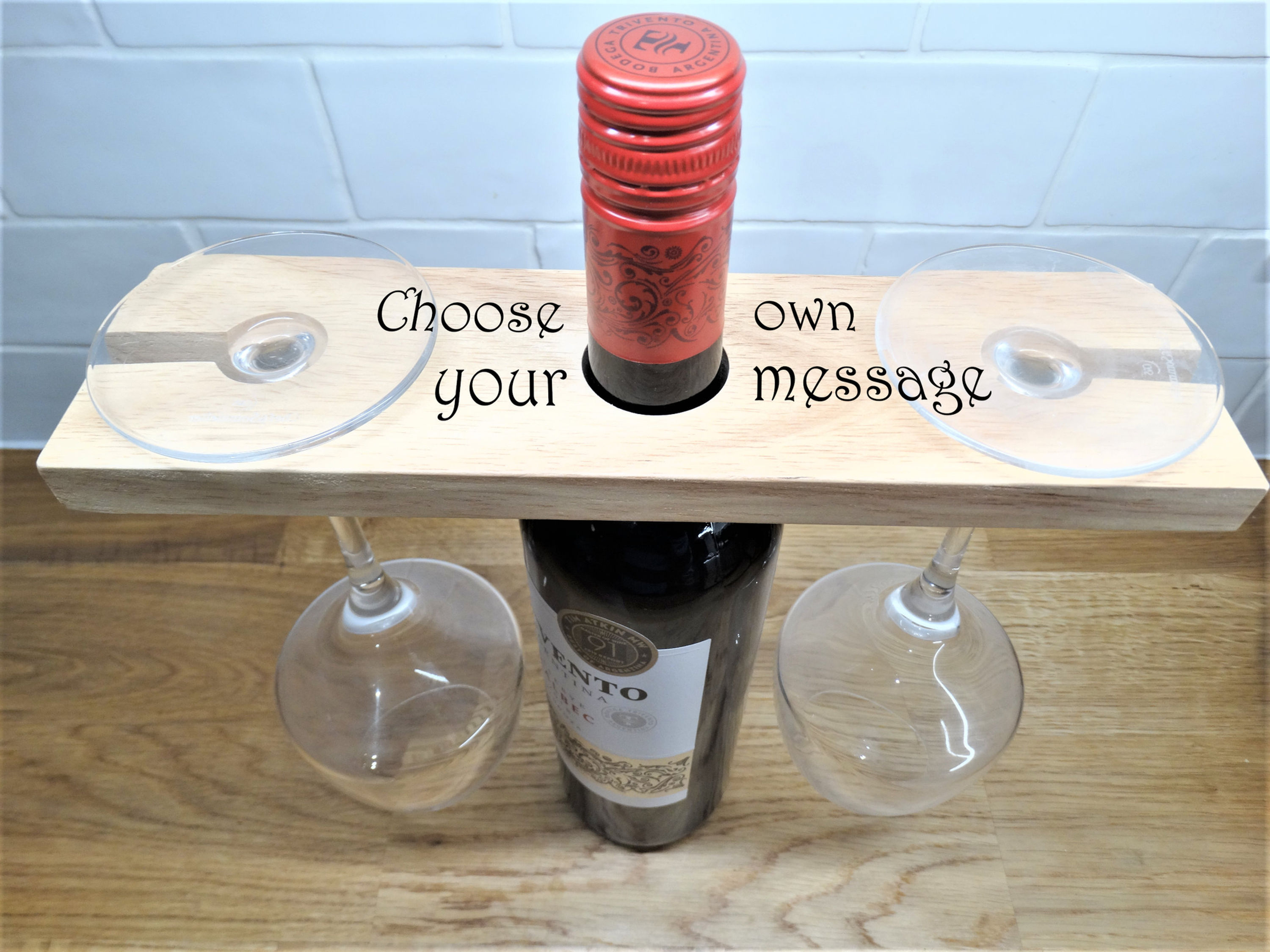 personalised engraved wooden bottle holder