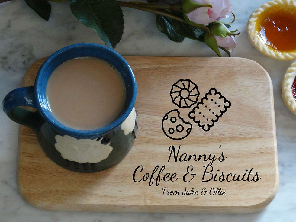 Thumbnail: Personalised Serving Board for Tea/ Coffee and Biscuits. Choose Your Own Message