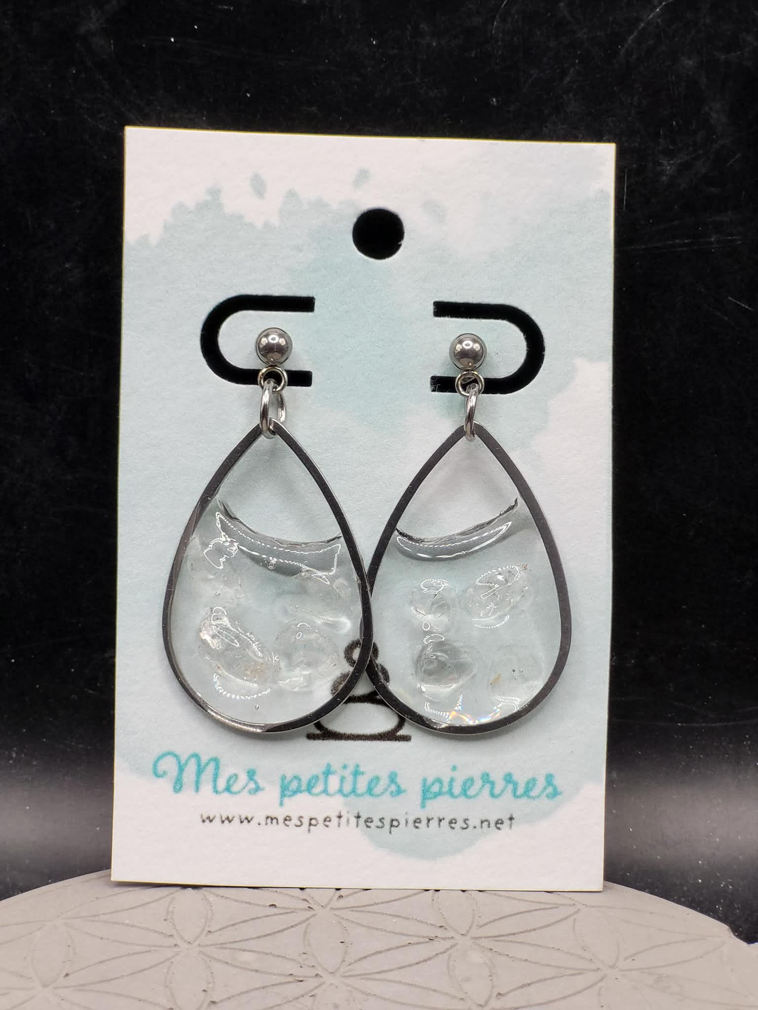 Boucles d'oreilles avec du cristal de roche