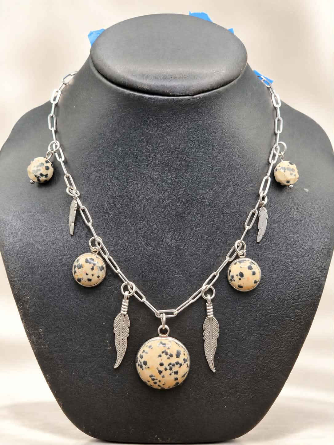 Collier à breloques - Jaspe dalmatien