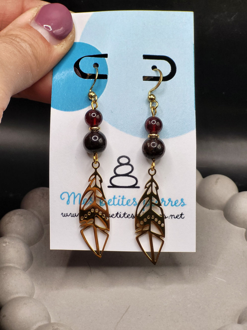 Boucles d'oreilles avec du grenat