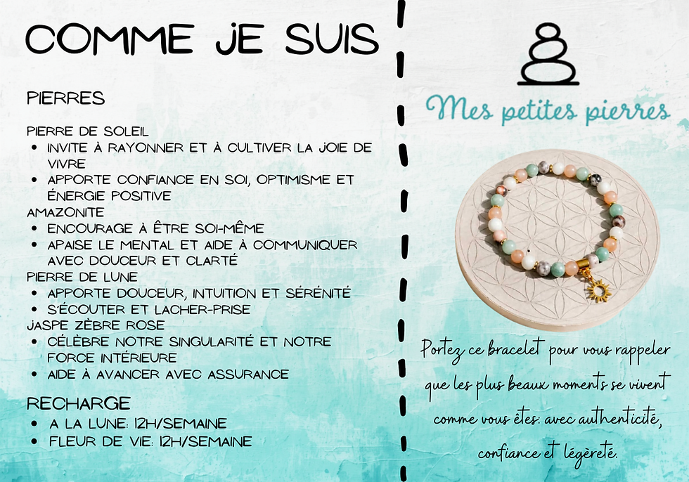 Miniature : Comme je suis - Bracelet en pierre de Soleil et de Lune, amazonite, jaspe zèbre
