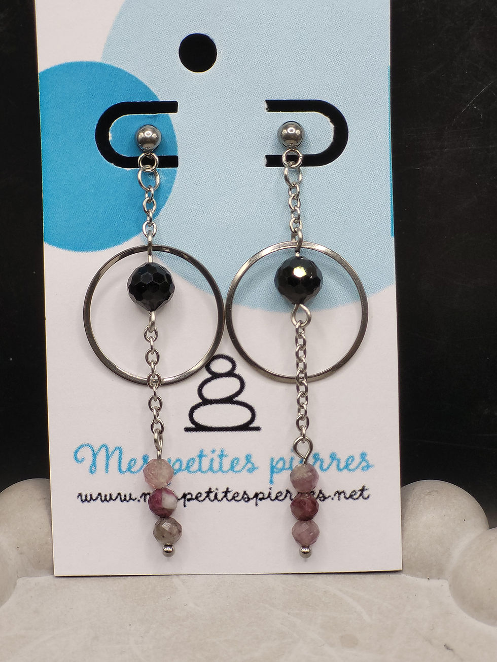 Boucles d'oreilles avec de la tourmaline