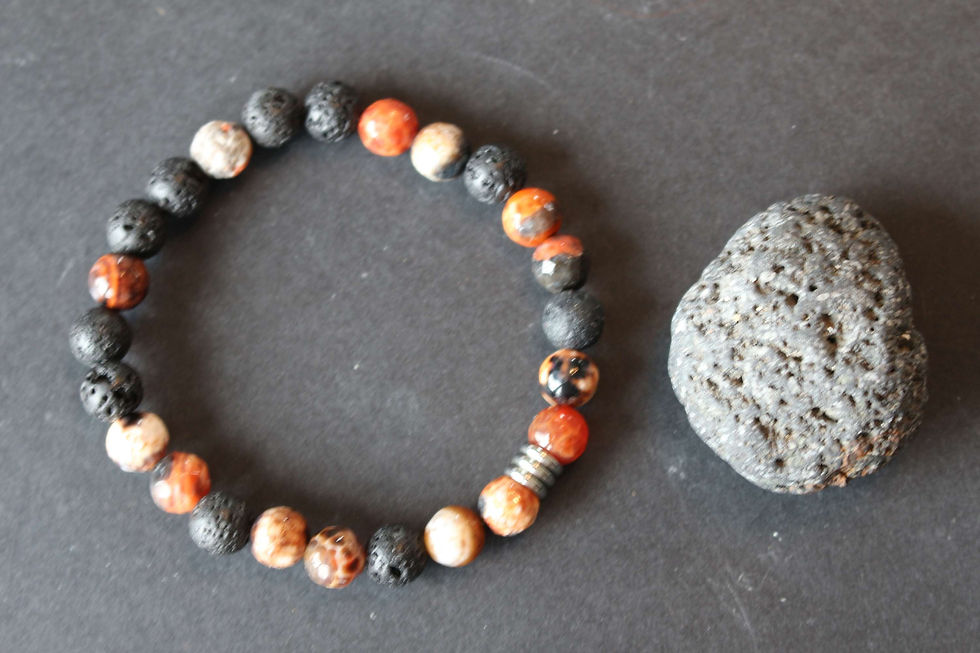 Bracelet en agate de feu et pierre de lave