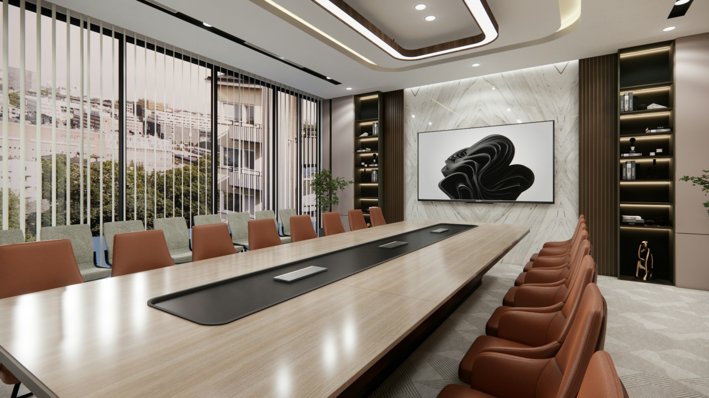 Sala de juntas corporativa utilizada como imagen de ambientación profesional