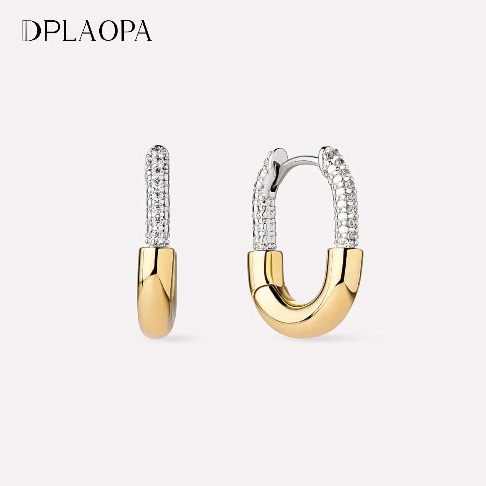 DPLAOPA 925 Sterling Silver Split Plating CZ Zircon Hoop Piercing Huggies Women