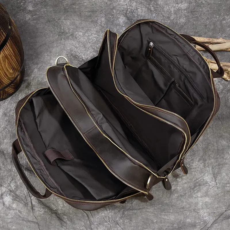 Thumbnail: 17.3 Inch Laptop Briefcase Genuien Leather Laptop Bag Business Travel Tote Bags