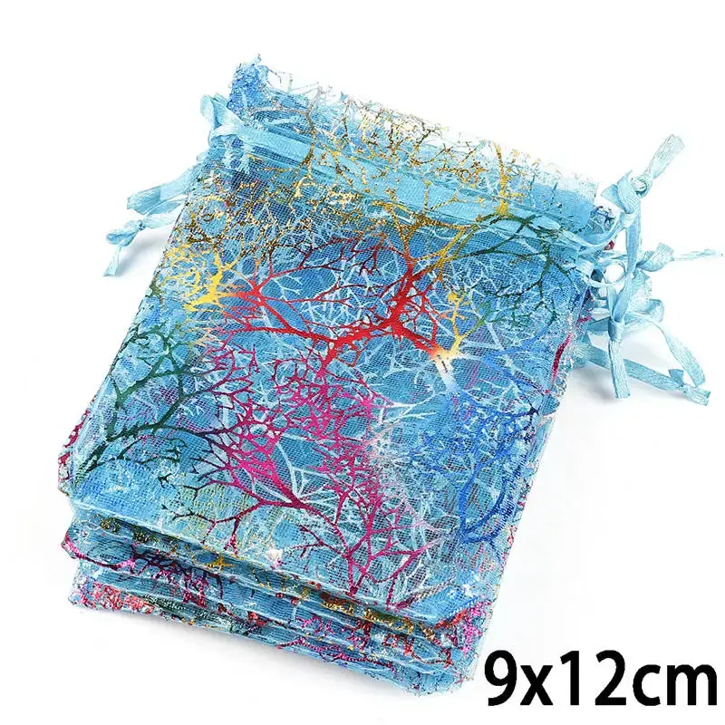 Thumbnail: 10/20/50Pcs White Blue Colorful Drawstring Organza Bags Jewelry Packaging