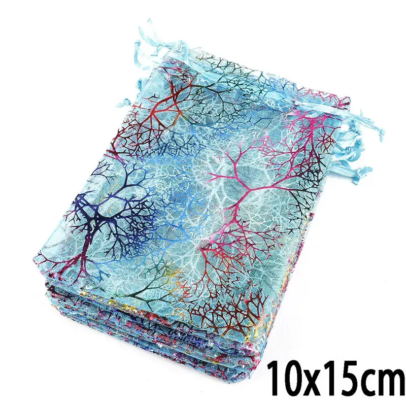 Thumbnail: 10/20/50Pcs White Blue Colorful Drawstring Organza Bags Jewelry Packaging