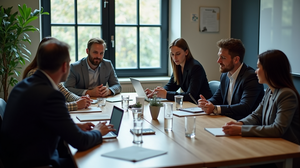 High angle view of a business networking session with professionals exchanging ideas