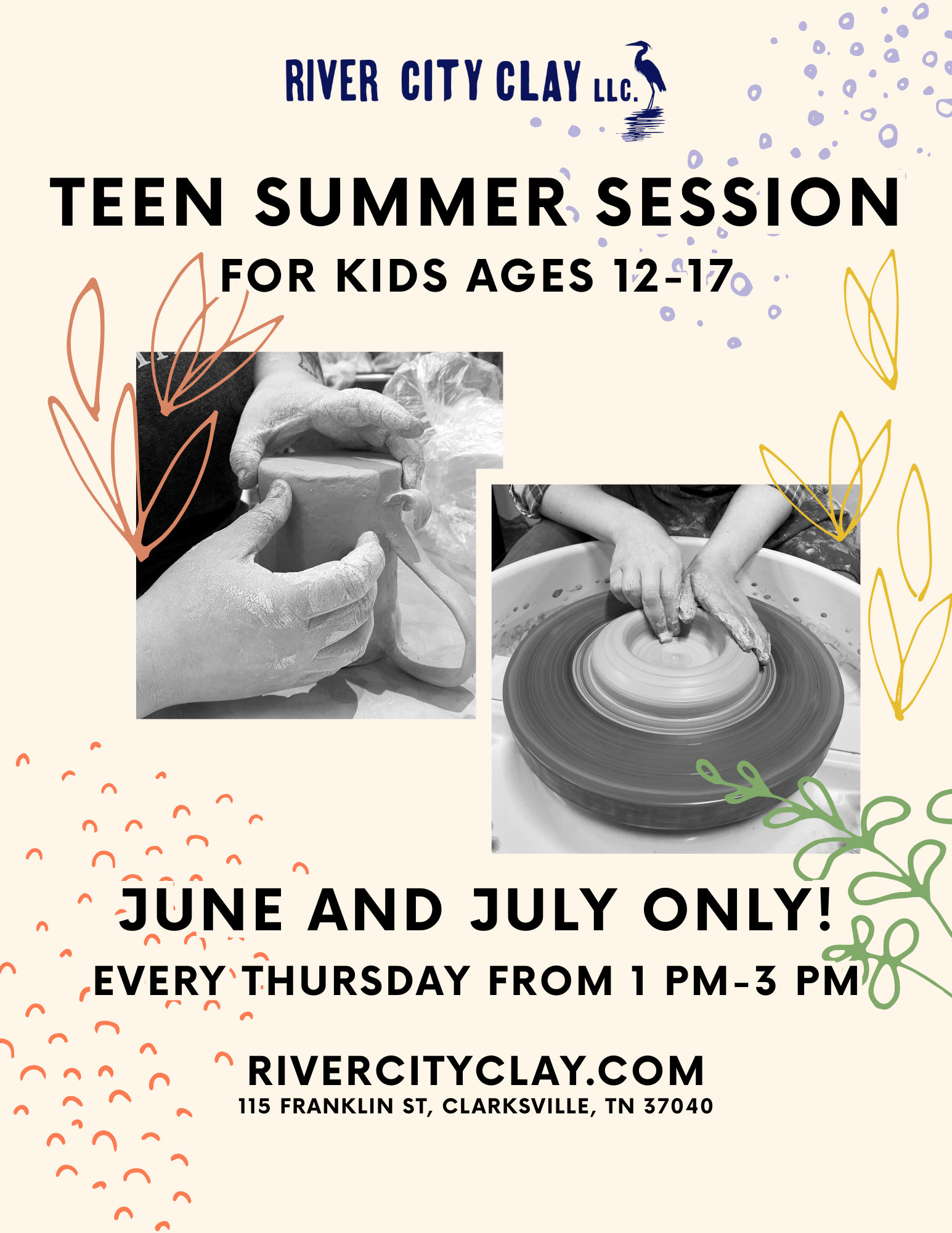 Teen Summer Session (June & July ONLY) | Thursdays, 1:00 pm-3:00 pm