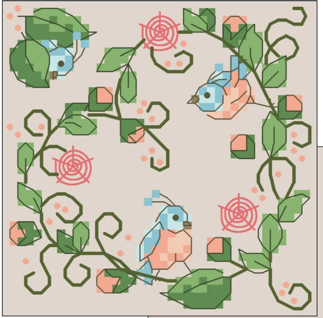 Birds of Hearts pin cushion