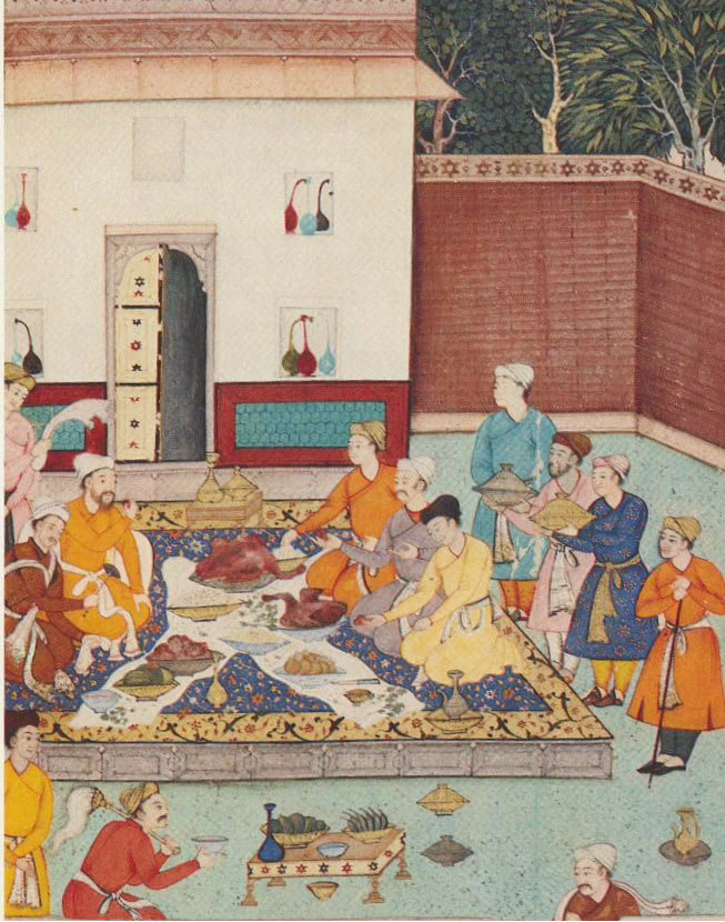 A banquet with roast goose for Emperor Babur