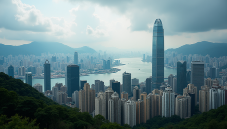 Hong Kong’s central business district skyline showcasing its financial hub
