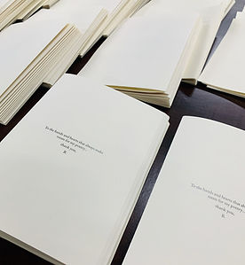 Stacks of laid out poetry chapbooks