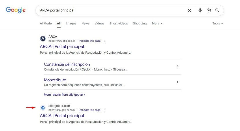 Descarga de BTMOB desde un sitio web que simula ser una agencia gubernamental argentina