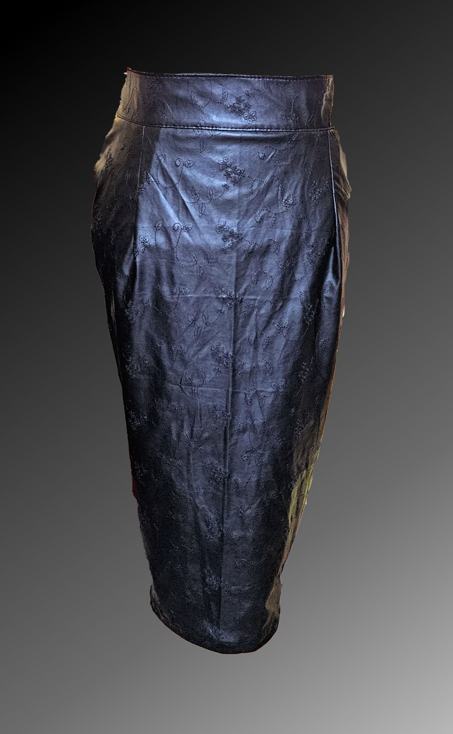 Hobble or Wiggle Skirt in Black Leatherette