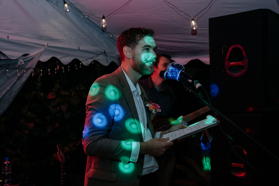 Reception speeches at Glendowie, a real wedding photographed by Popin Wedding