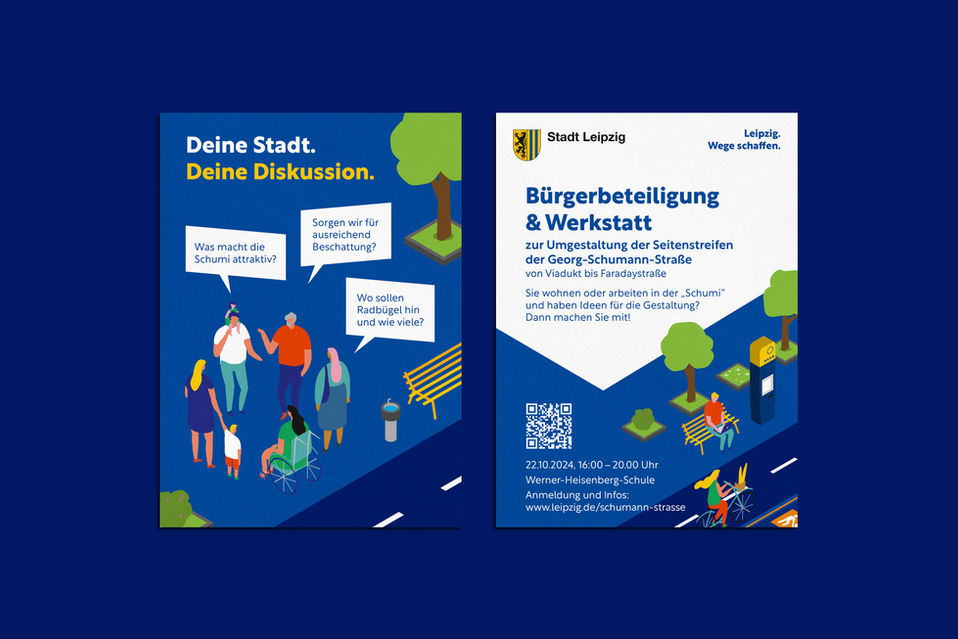 Postkarte mit Design und Illustration für Veranstaltung zur Bürgerbeteiligung