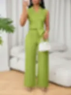 Ensemble veste croisée sans manches