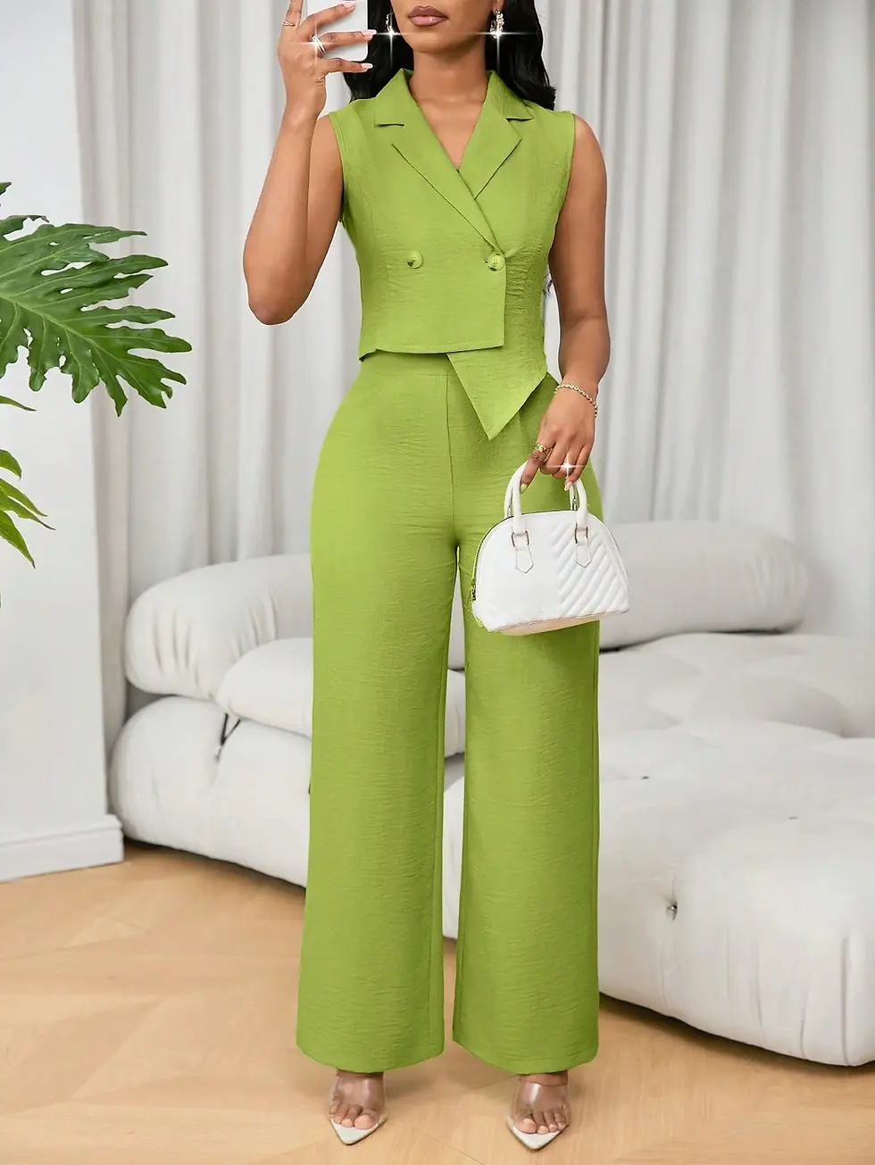 Ensemble veste croisée sans manches