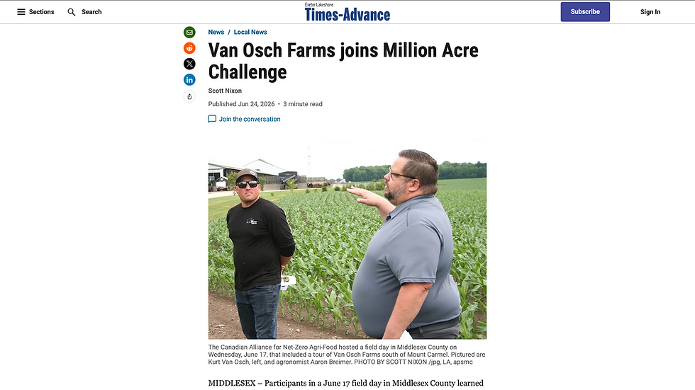 VOF Featured in Exeter Lakeshore Times Advance