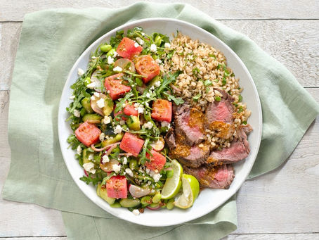 Chili Lime Steak with Cilantro Rice and Watermelon Salad