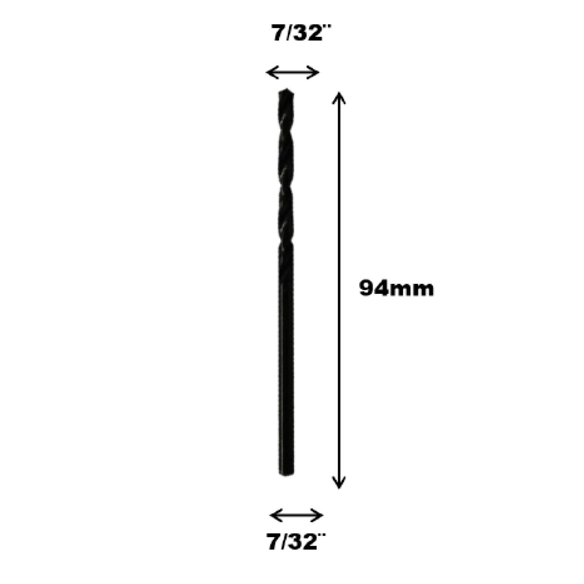 Broca de acero HSS (High Speed Steel) Drill Bitl 7/32 x 94.