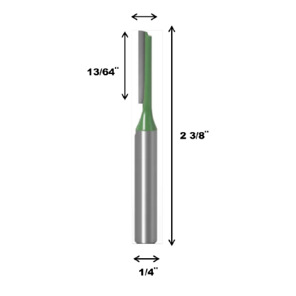 Fresa Un filo recta con rec. verde, resistente al calor.  5/32 x 1/