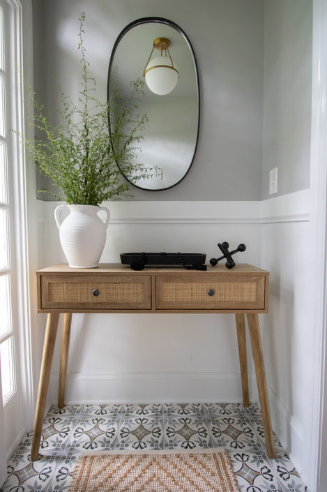Interior Designer Sara Dykerman added this small entryway table to a project