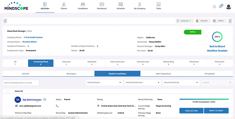 Applicant Tracking System and CRM Example