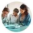 Teacher with two students