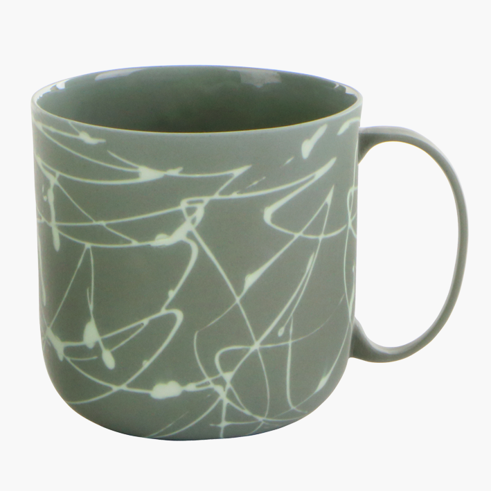 Miniaturbild: eingefärbtes Porzellan, Tasse, Kaffeetasse, Bonechina Porzellan, Grüntöne