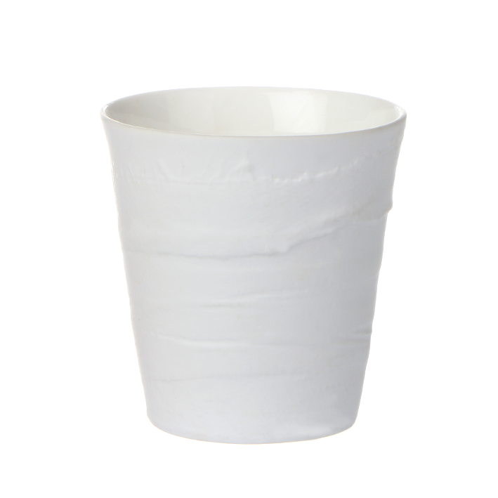 Miniaturbild: Becher, Bonechina Porzellan, weißes Porzellan, modernes Geschirr, Porzellanwerkstatt Wien,Strukturbecher, manodesign