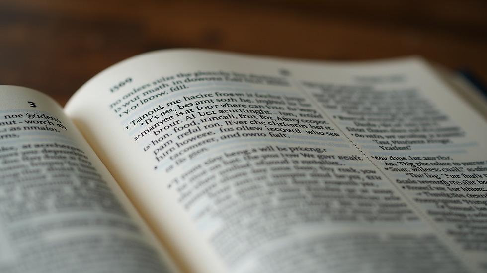 Close-up of an open Bible with highlighted verses about love and patience