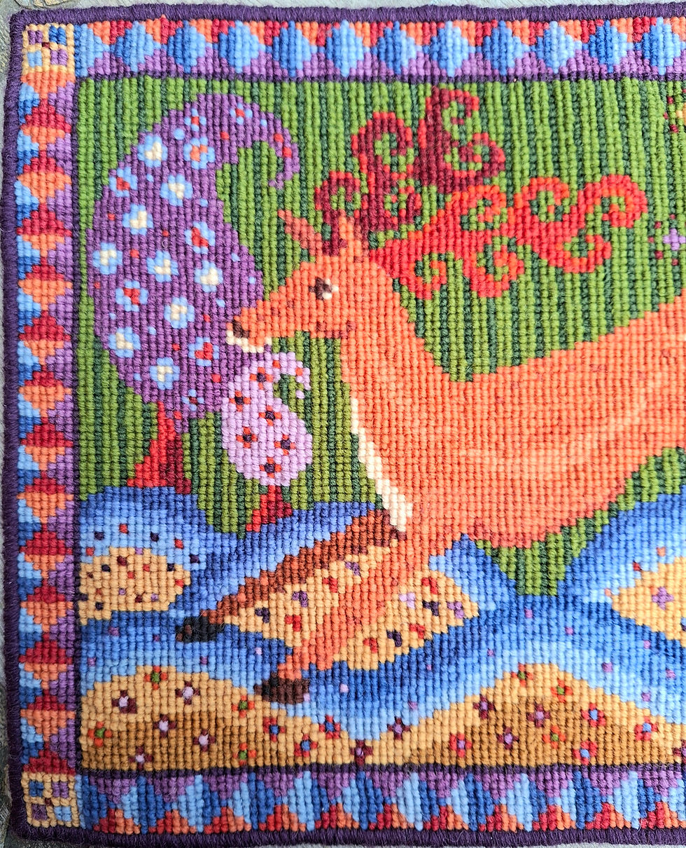 Thumbnail: Traquair House Chapel Needlework Running Stag (Green), by Animal Fayre Design