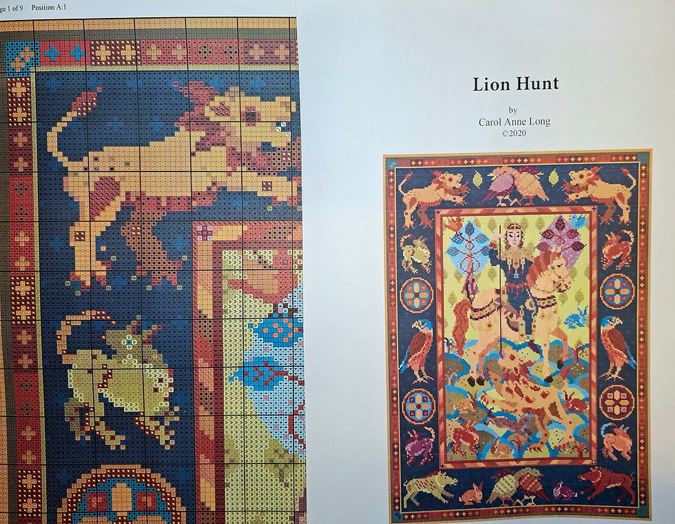 Thumbnail: Lion Hunt Tapestry Kit Wall hanging, Lion Hunt Charted Tapestry Kit,
