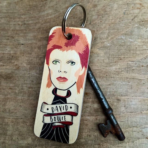 Thumbnail: Character Keyring by Wotmalike, Wooden Keyrings,Freddie,  Elvis,  Bowie,  Frida