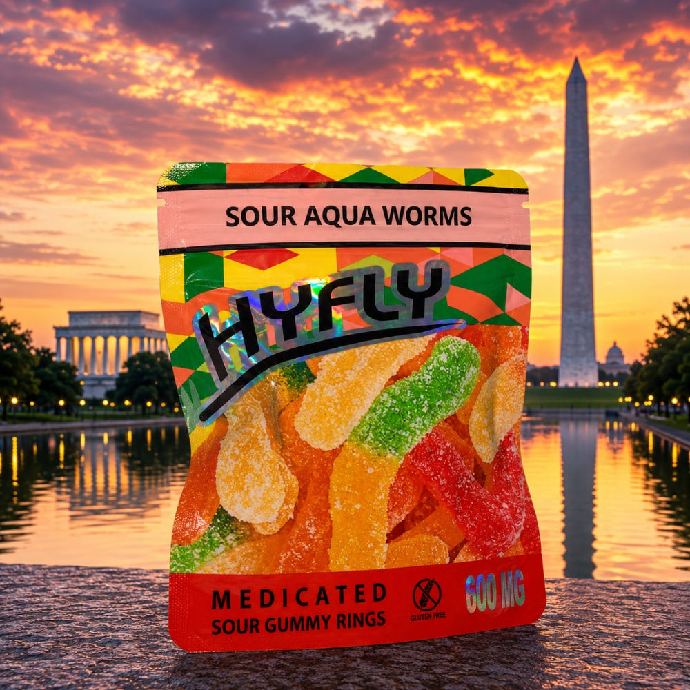 HYFLY Sour Aqua Worms – 600MG Gummies