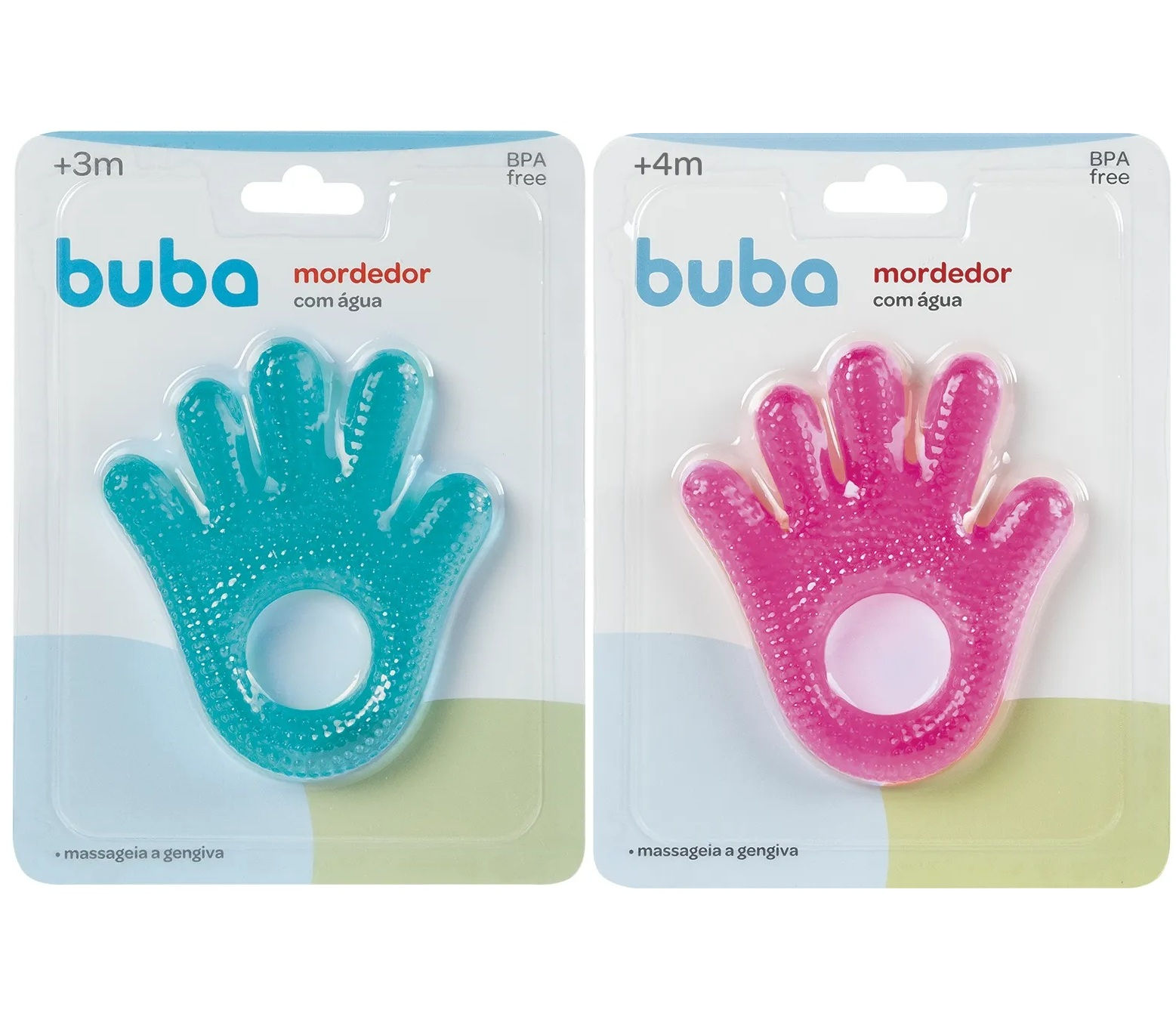 Mordedor com Água Mãozinha - Rosa ou Azul - Buba