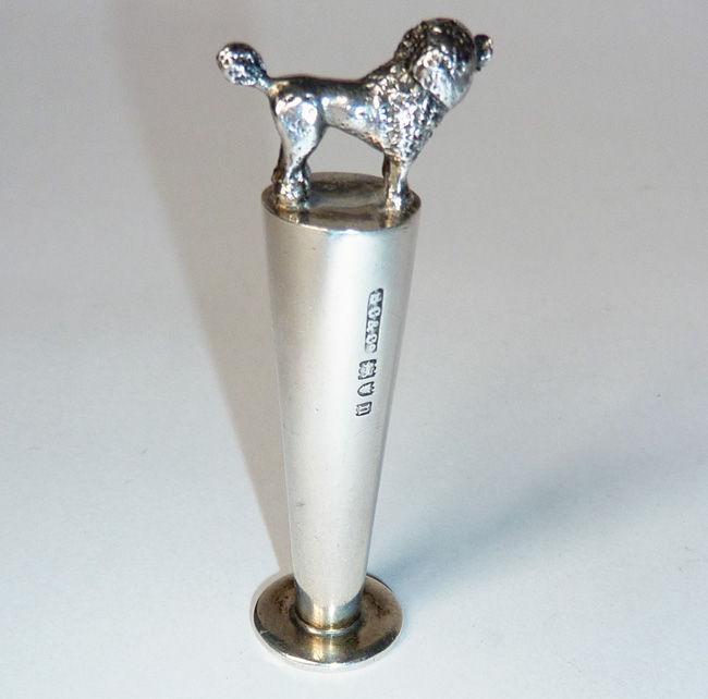 Thumbnail: Antique Silver Poodle Pipe Tamper
