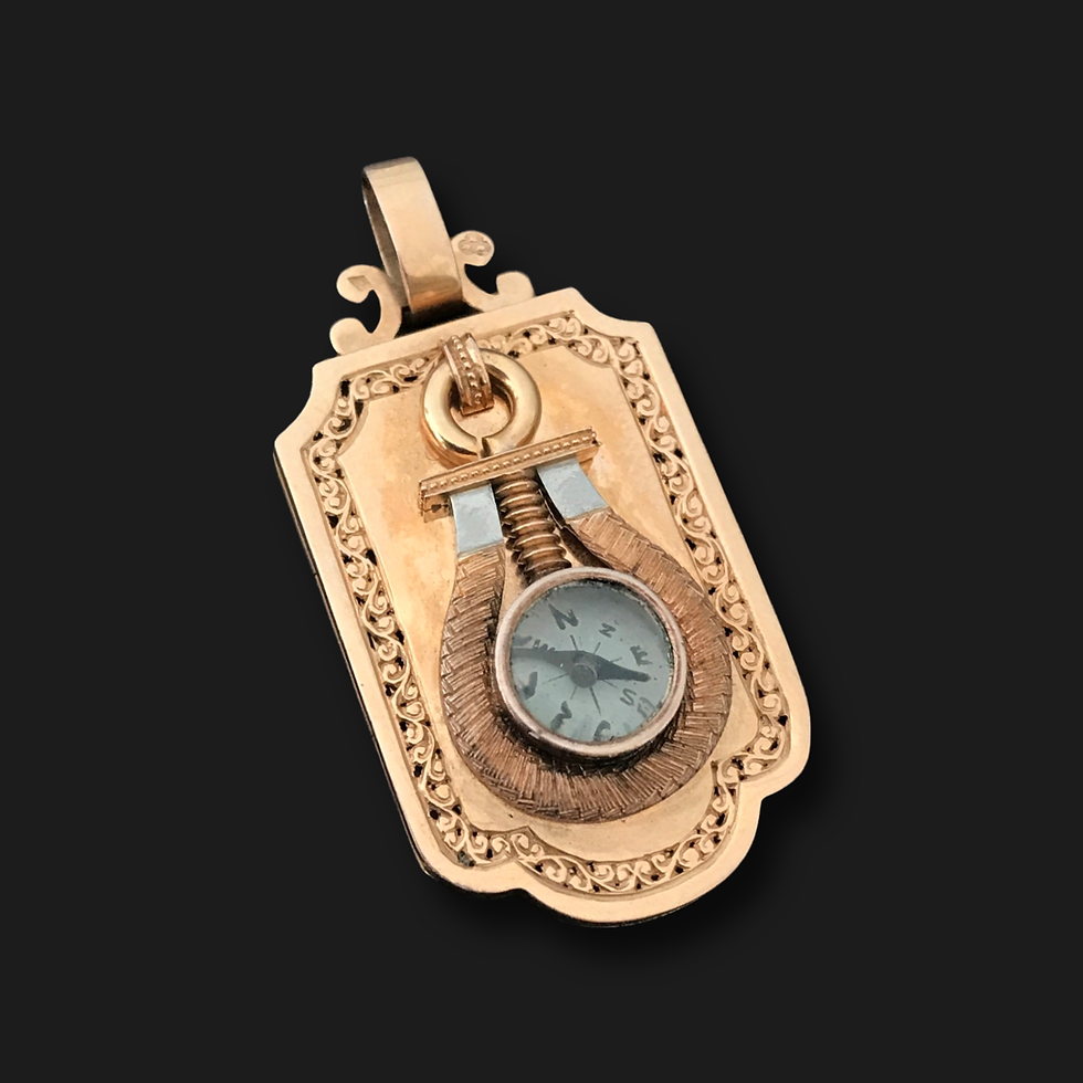 Thumbnail: Antique 18 Carat Gold French Compass Locket 