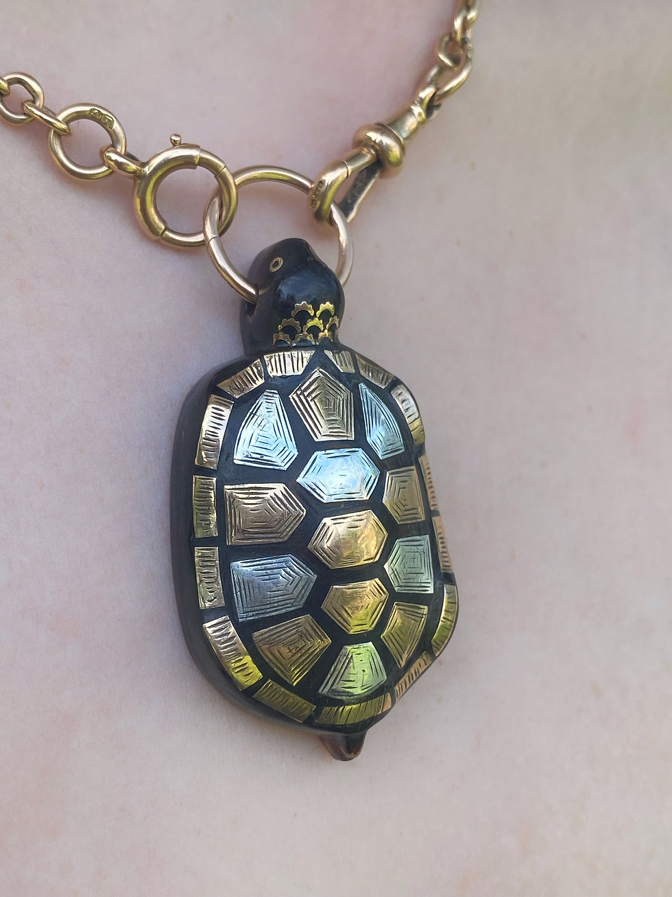 Thumbnail: Victorian Tortoise Pendant With Locket Back  