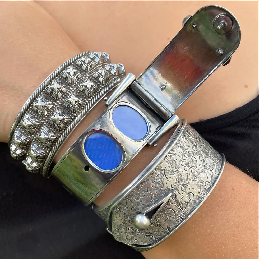 Thumbnail: Antique Silver Locket Cuff 