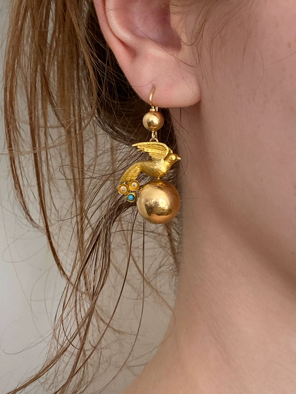 Thumbnail: Antique Gold Dove Earrings