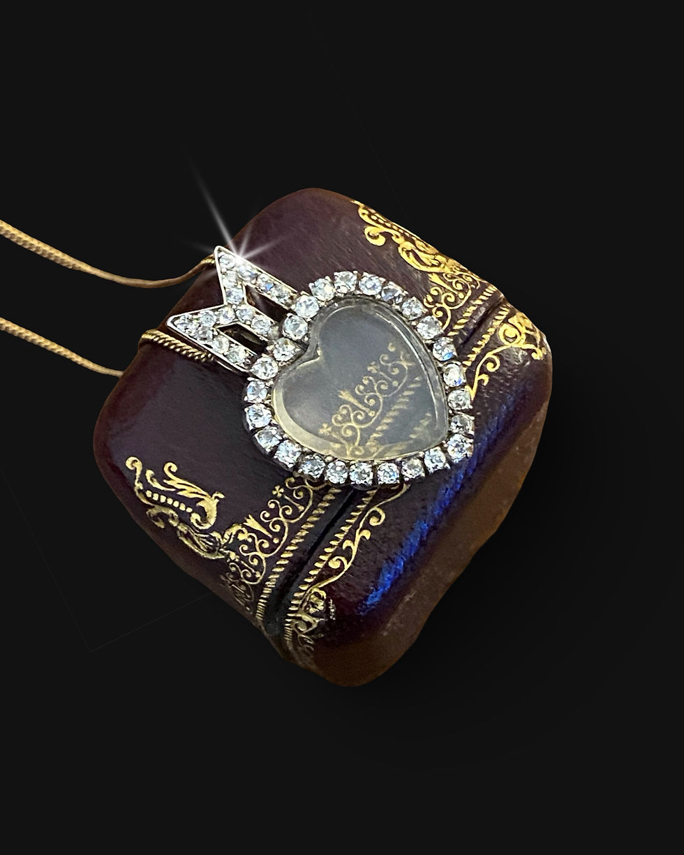 Thumbnail: Victorian Diamond Heart Locket Crowned With An 'M'