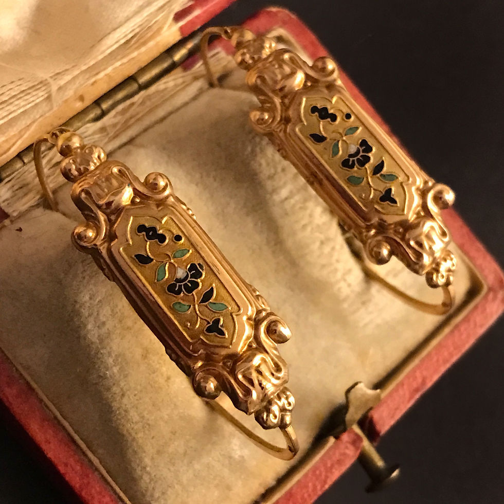 Thumbnail: 18 Carat French Poissarde Earrings Circa 1820