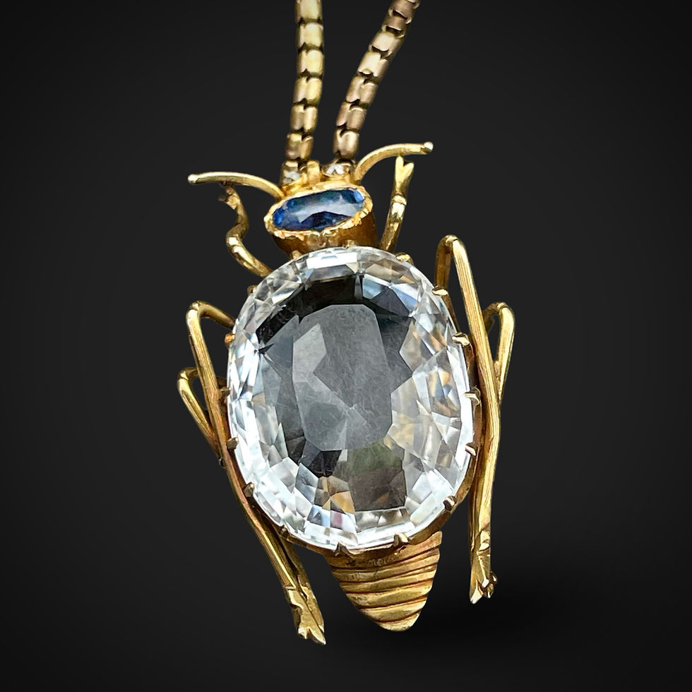 Thumbnail: Antique Sapphire And Topaz Bug Pendant 