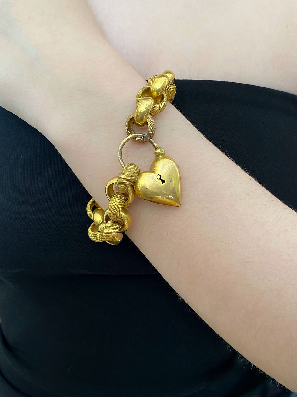 Thumbnail: Georgian/Early Victorian Pinchbeck Heart Padlock Bracelet
