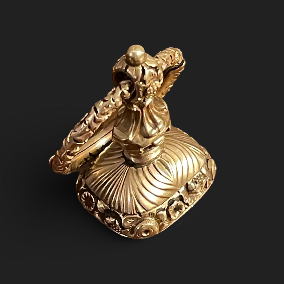 Thumbnail: Fine Regency Gold Ship Fob And Split Ring